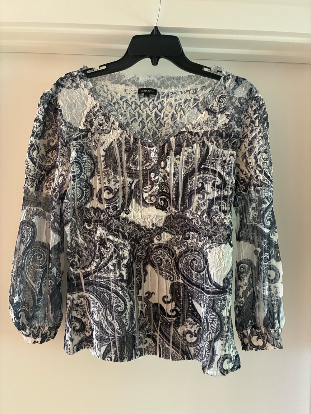 Komarov Black & White Paisley Blouse